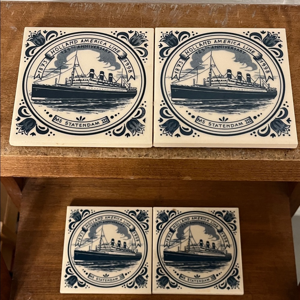 Holland America Line Ceramic Coasters 125th Anniversary MS Statendam III 1998 4